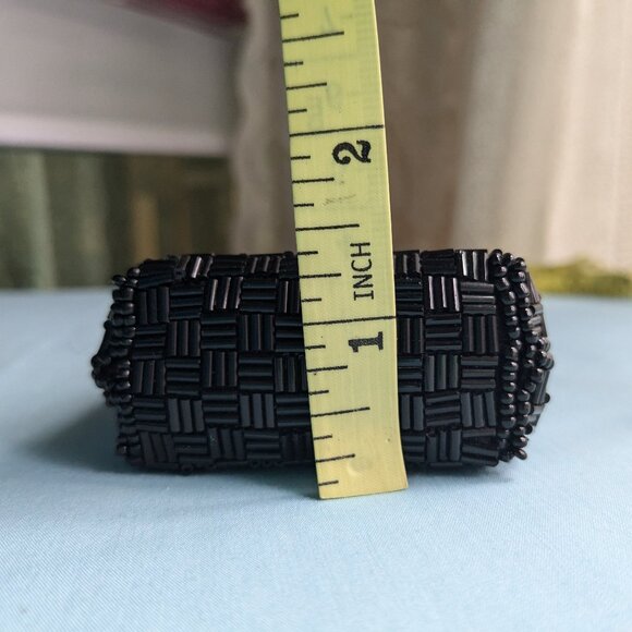 Vintage Black Beaded Phone/Cigarette/Tissue Pouch/Purse with Remove-able Strap - Picture 12 of 14